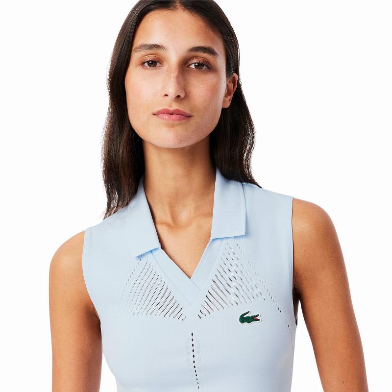 Polo Lacoste Tight Fit Azul Claro Mujer