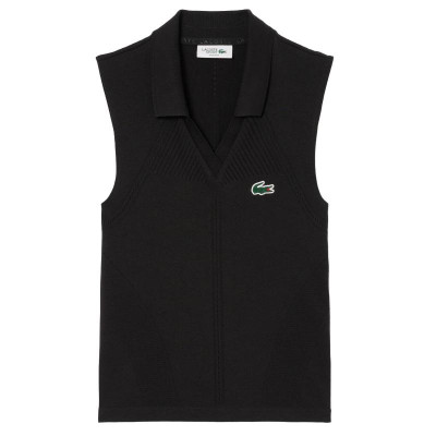 Polo Lacoste Apertado Fit Negro Mujer