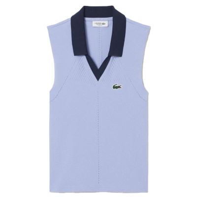 Polo Lacoste Apertado Violeta Azul Marino Mujer