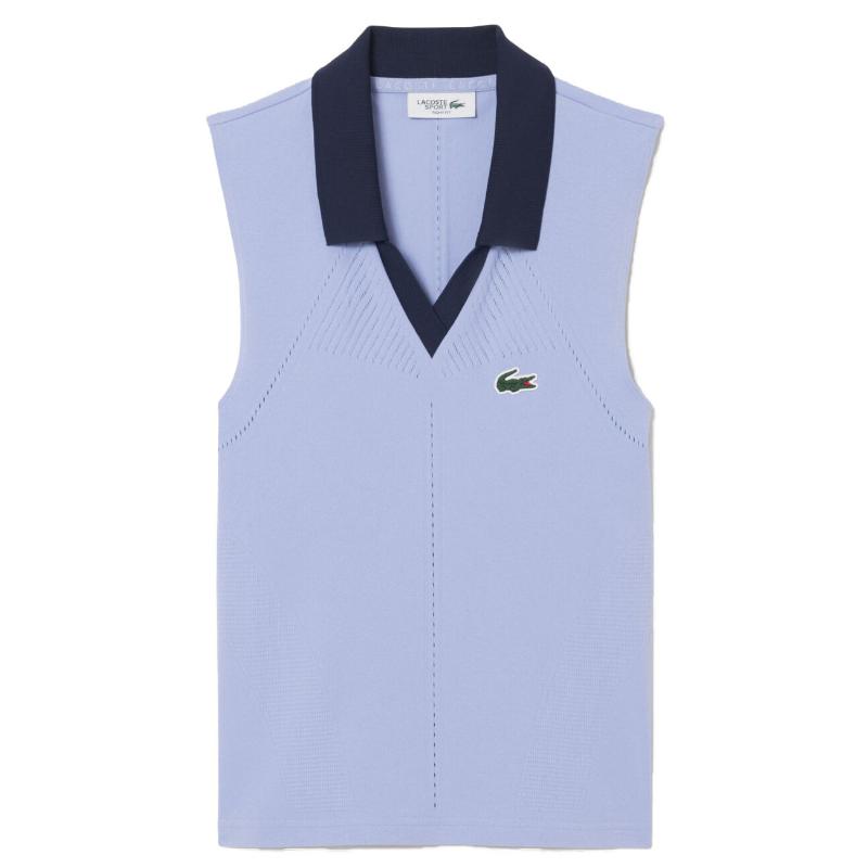 Polo Lacoste Apertado Violeta Azul Marino Mujer