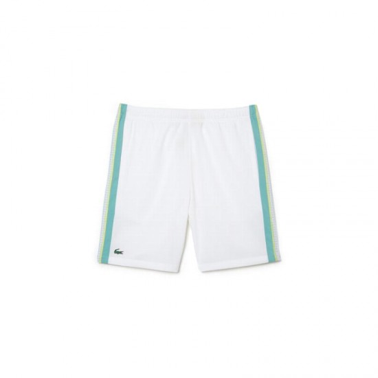Short Lacoste Recycled Polyester White Green
