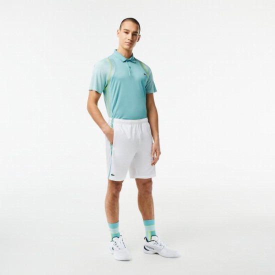 Short Lacoste Polyester Recycle Blanc Vert