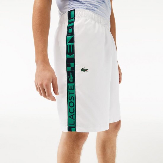 Short Lacoste Sport Side Stripes Blanc Vert