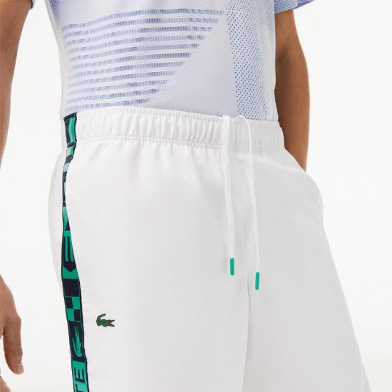 Short Lacoste Sport Rayas Laterales Blanco Verde