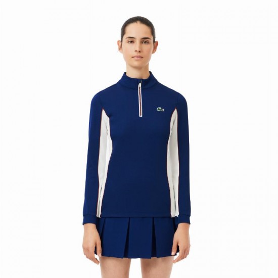 Lacoste Ultra Dry Blu Navy Bianco Felpa da donna