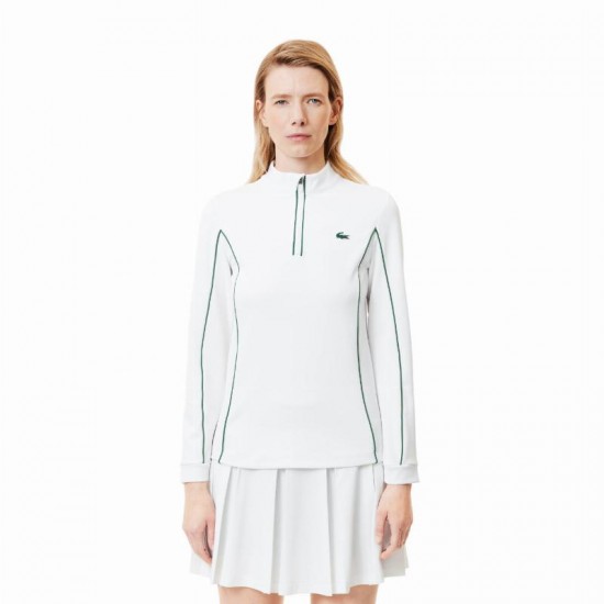 Lacoste Ultra Dry Bianco Verde Felpa Donna