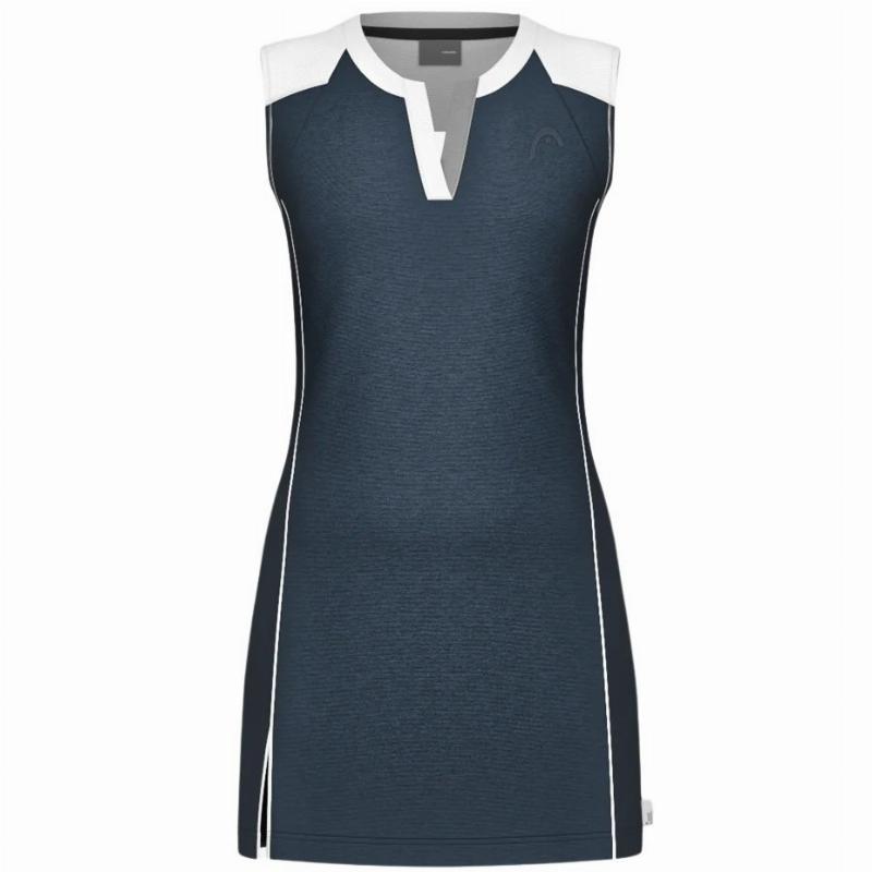 Head Play Tech Navy Blue White Dress