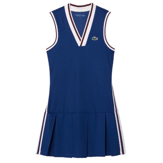 Vestido Lacoste Sport Pique Azul Marinho Borgonha