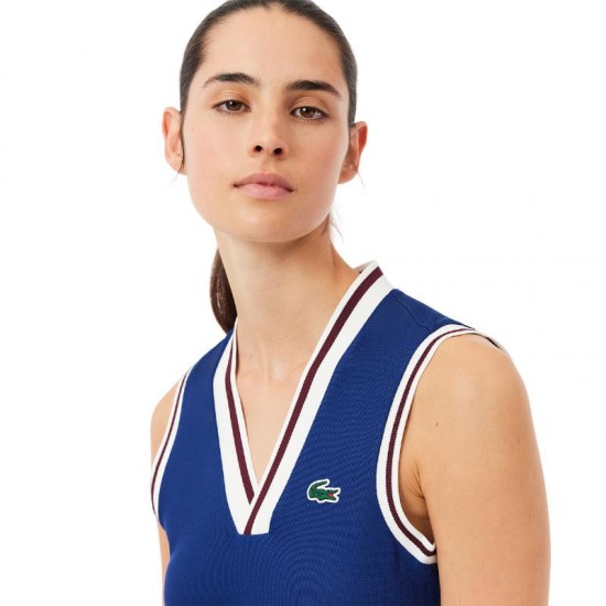 Vestido Lacoste Sport Pique Azul Marino Burdeos