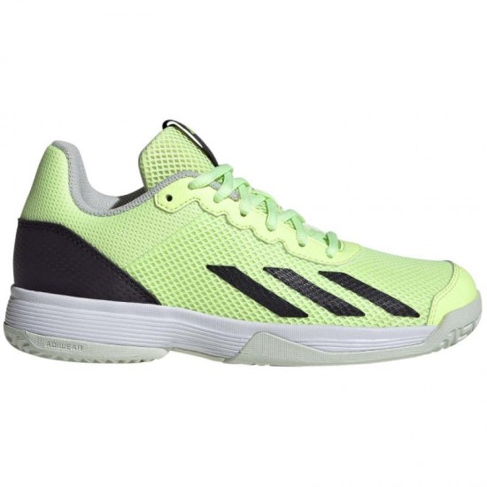 Adidas Courtflash Vert Fluor Noir Chaussures Junior