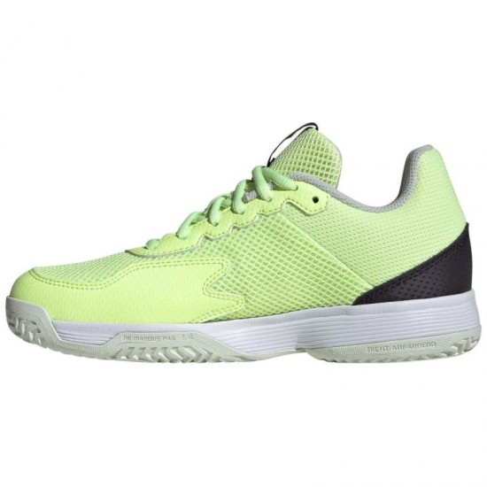 Adidas Courtflash Verde Fluor Preto Sapatos Junior