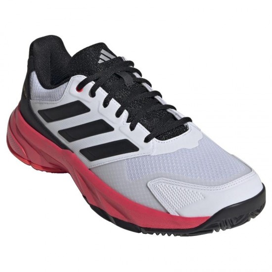 Tenis Adidas CourtJam Control 3 Branco Preto Vermelho