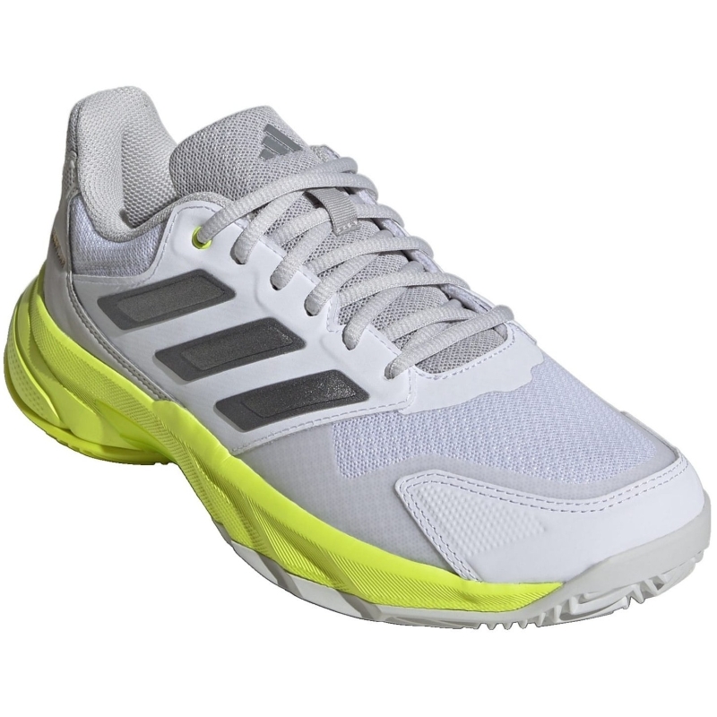 Baskets Femme Adidas CourtJam Control 3 Blanc Argent Lucid Lemon