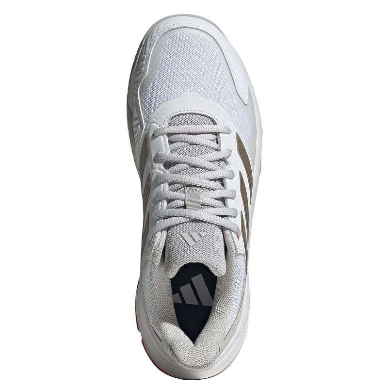 T?nis Adidas CourtJam Control 3 Branco Prata Vermelho Feminino