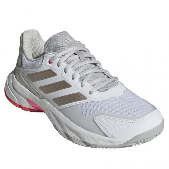 Tenis Adidas CourtJam Control 3 Branco Prata Vermelho Feminino