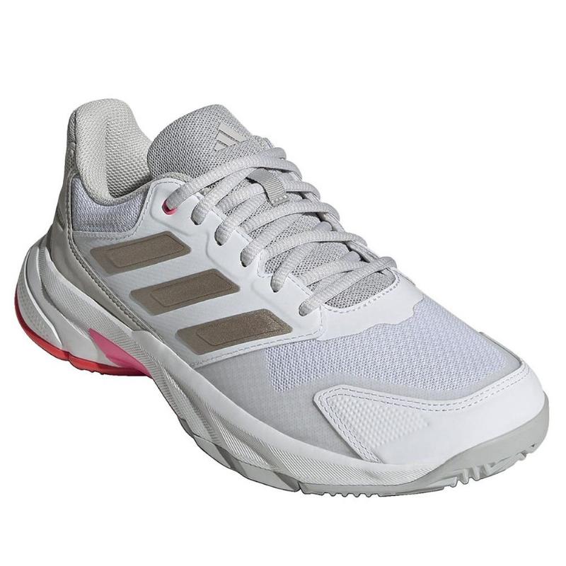 T?nis Adidas CourtJam Control 3 Branco Prata Vermelho Feminino