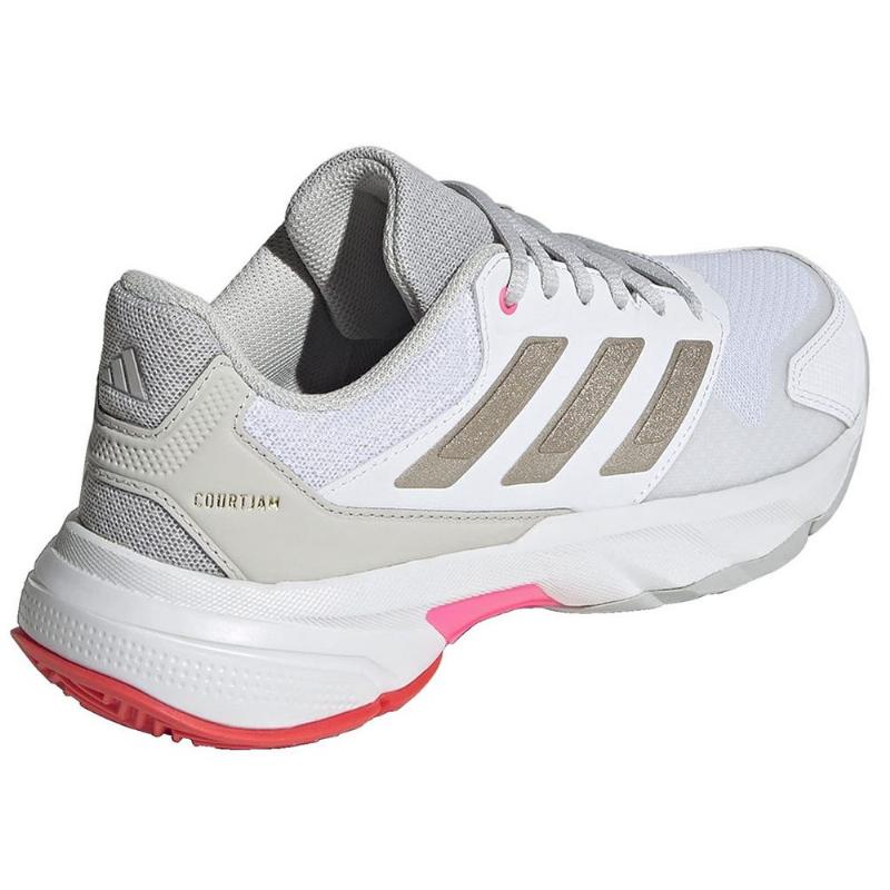 T?nis Adidas CourtJam Control 3 Branco Prata Vermelho Feminino