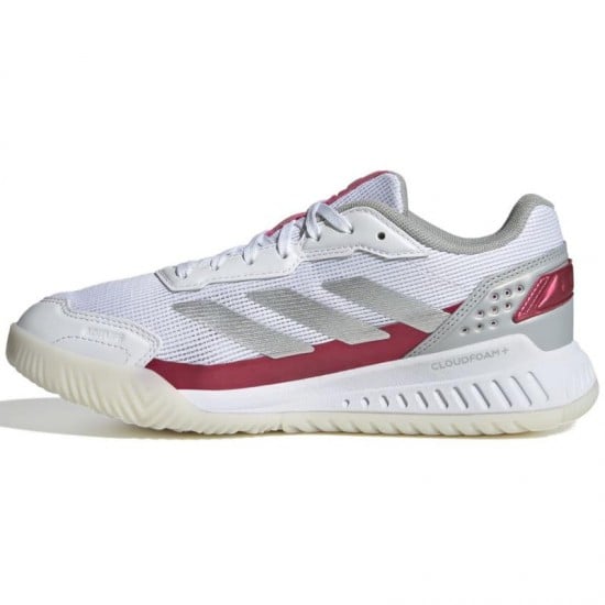 Adidas Courtquick Padel Blanc Argent Rose Baskets Femme