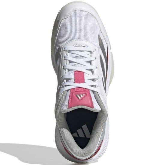 Adidas Courtquick Padel Blanc Argent Rose Baskets Femme