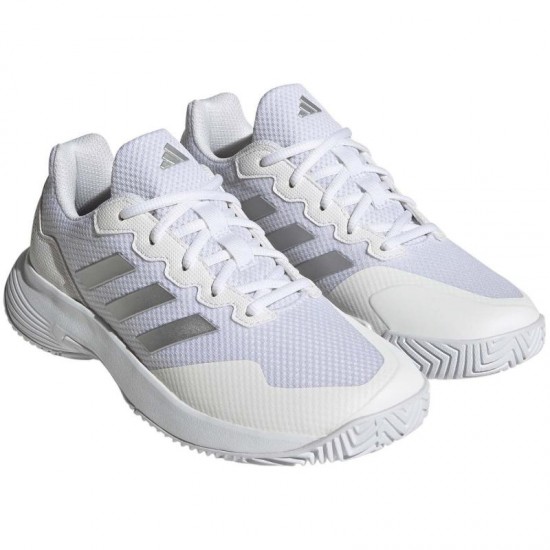 Adidas GameCourt 2 Sneakers donna in metallo argento bianco