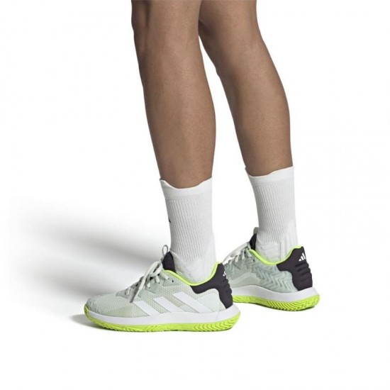 Adidas Solematch Control Sapatos Brancos Verde Limão