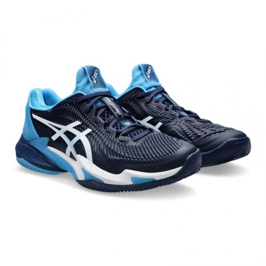 Baskets Asics Court FF 3 Terre Battue Novak Bleu Blanc