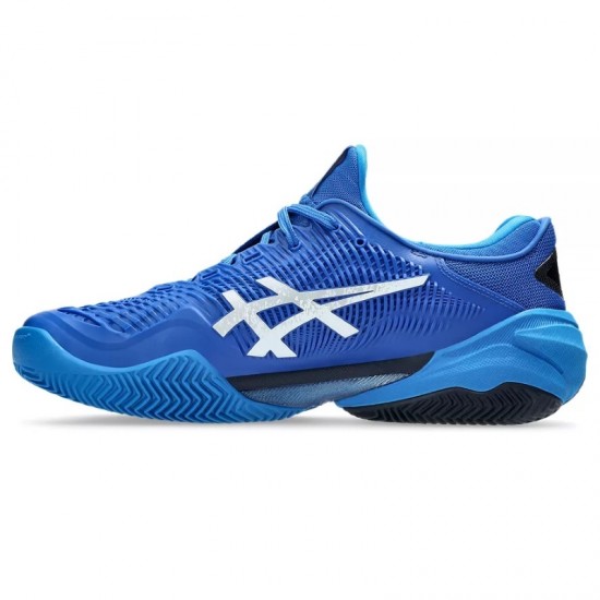 Tenis Asics Court FF 3 Novak Clay Azul Preto Prateado