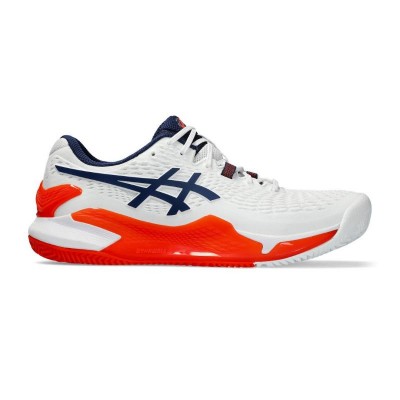 Asics Gel Resolution 9 Bianco Navy Scarpe - TERRA BATTUTA