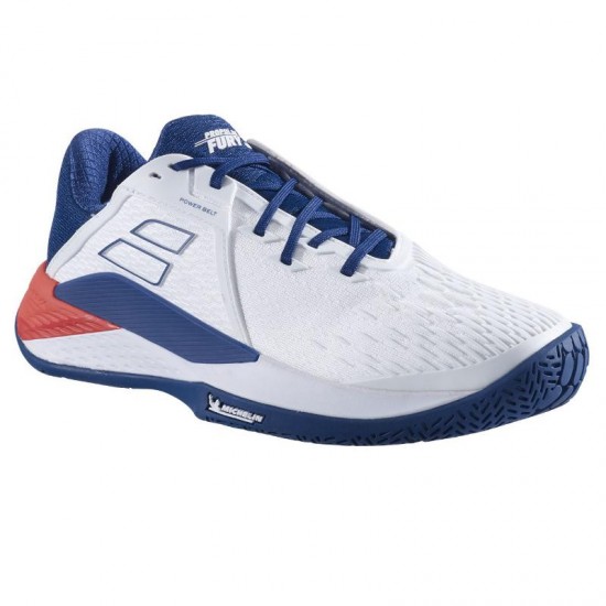 Babolat Propulse Fury 3 White Blue Red Sneakers