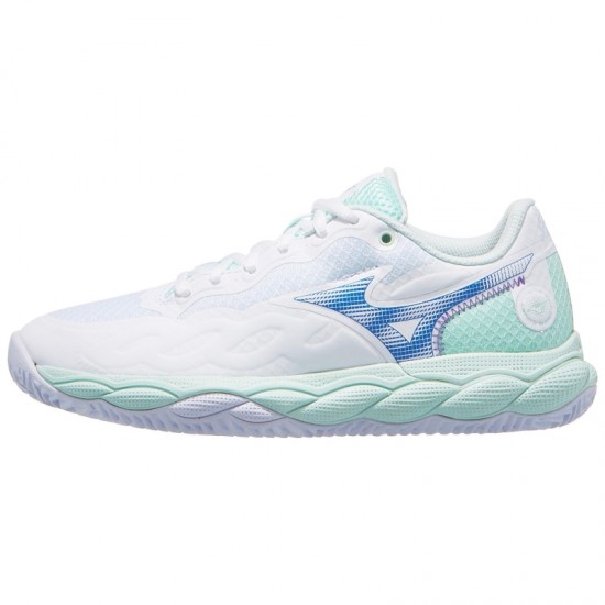 Mizuno Wave Enforce Court Clay Bianco Blu Sneakers Donna