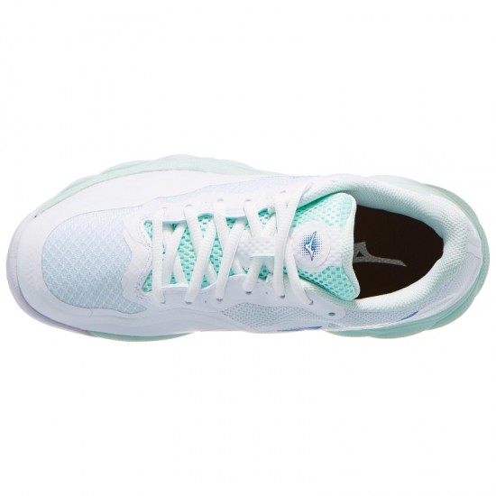 Baskets Femme Mizuno Wave Enforce Court TERRE BATTUE Blanc Bleu