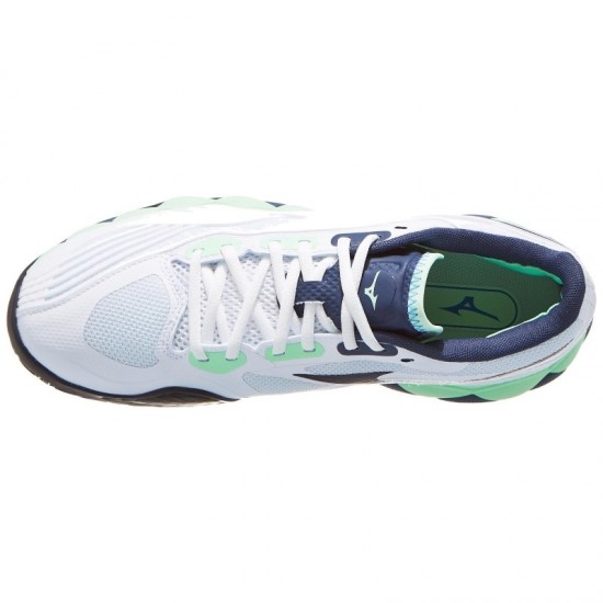 Mizuno Wave Enforce Tour 2 Terre Battue Blanc Vert Bleu Sneakers