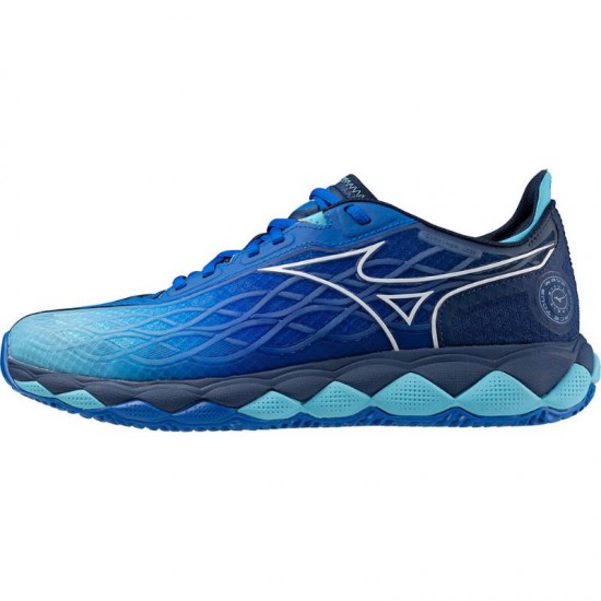 Mizuno Wave Enforce Tour Terre Battue Bleu Blanc Baskets