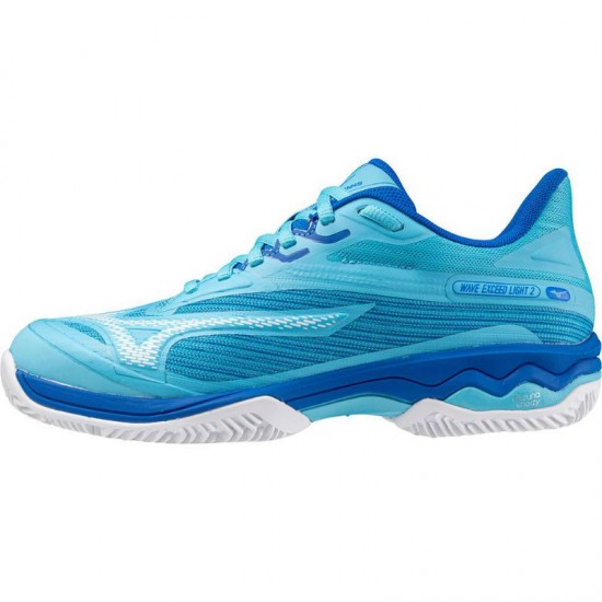 Baskets Femme Mizuno Wave Exceed Light 2 TERRE BATTUE Bleu Blanc