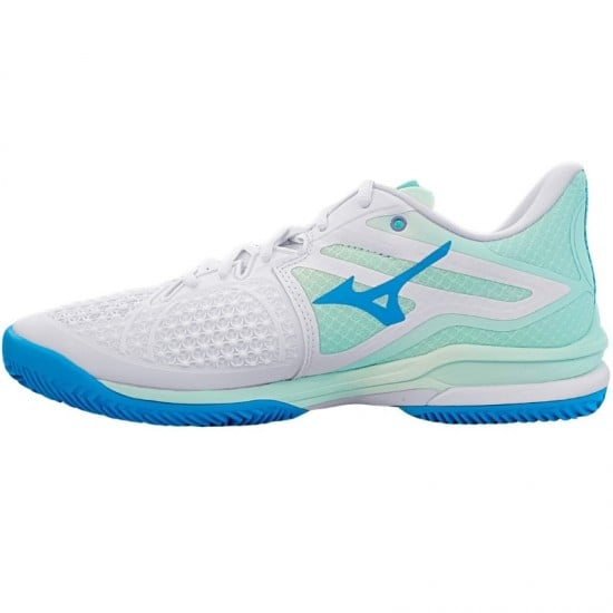 Sneakers Mizuno Wave Exceed Tour 6 Bianco Blu Donna - TERRA BATTUTA