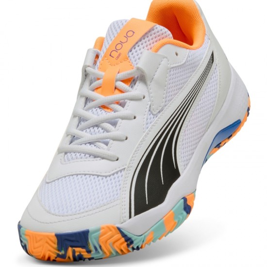 Puma Nova Court Blanc Orange Noir Baskets