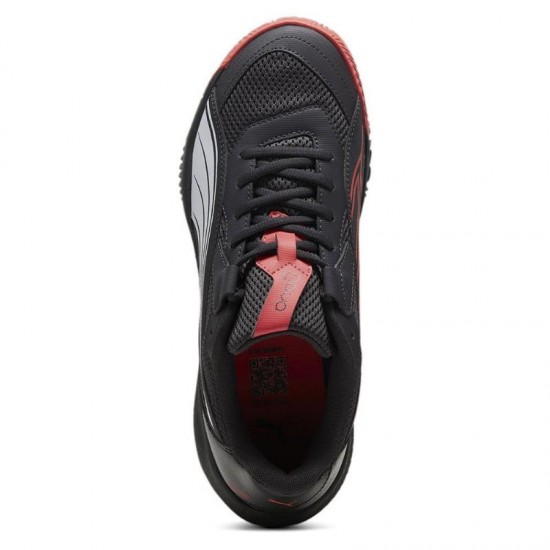 Zapatillas Puma Nova Court Gris Oscuro Negro Rojo