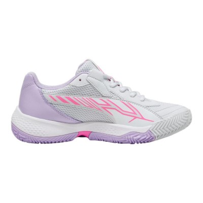 Baskets Femme Puma Nova Court Argent Blanc Violet