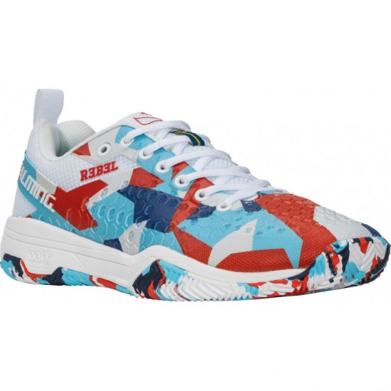 Salming Rebel Camo Branco Vermelho Sapatos Azuis