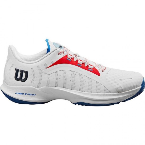 Wilson Hurakn Pro Shoes White Red Blue